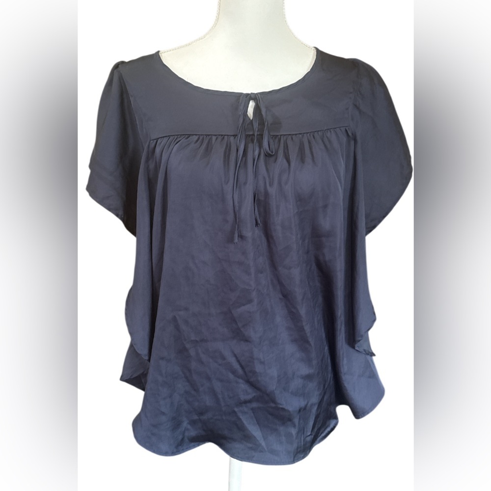 Outback Red Navy Blouse with Tie Detail (The color is between blue and charcoal)